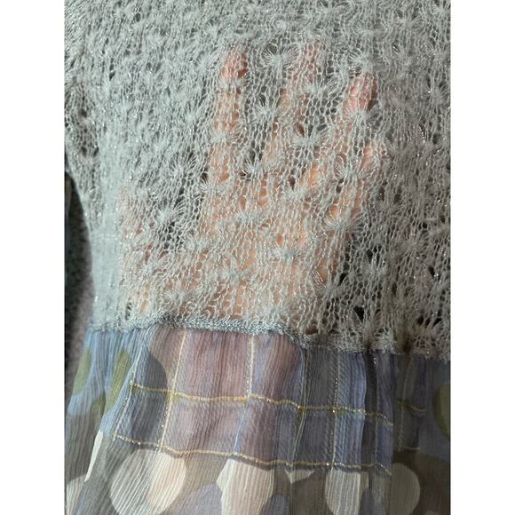 Casting Top Small XS Sheer Sparkle Knit Embroidery Dot Long Sleeve Boho Art - Picture 10 of 16